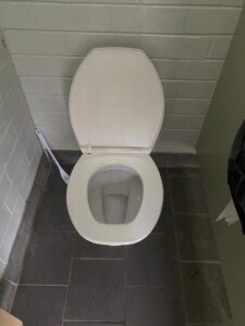 An open toilet bowl