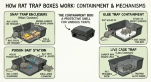 An illustration showing how rat trap boxes wok