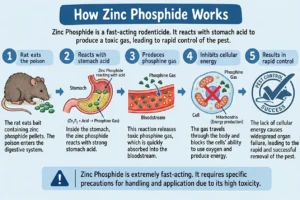 A simple illustration showing how Zinc Phosphide rat poison works