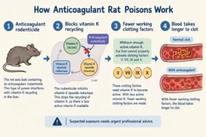 A simple illustration showing how anticoagulant rat poisons work