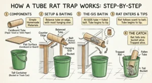An illustration showing how DIY tube trap trap works