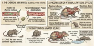 An illustration showing how anticoagulant rat poisons work