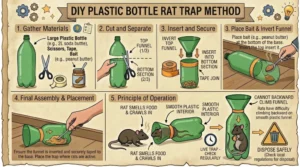An illustration showing how a one way Trap for rats works