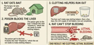 An illustration showing how anticoagulant rat poisons work