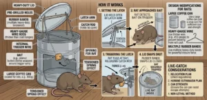 An illustration showing how The Soup Can Mousetrap, Scaled Up for Rats works