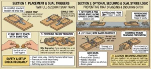 An illustration showing how a Double-Trap Setup for rats works